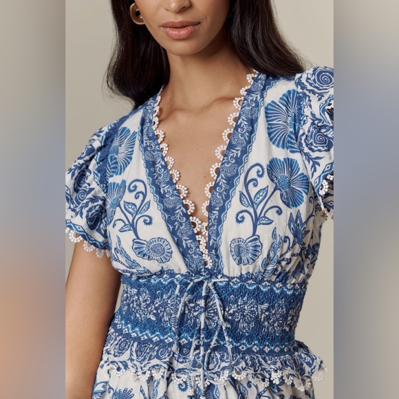 Farm Rio Shell Garden Cotton Ruffle Maxi Dress, NWT - Picture 2 of 8